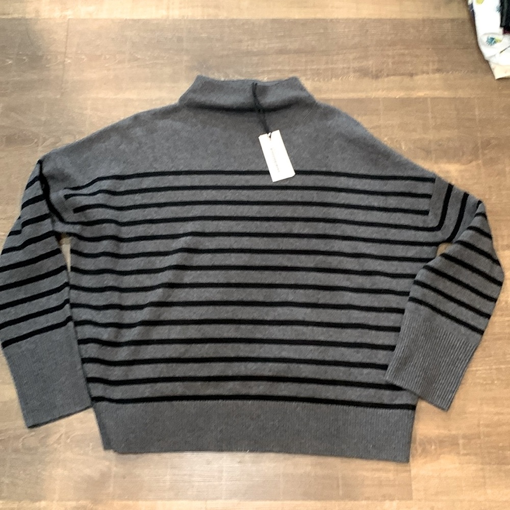 NWT!!  R|Label by THE RESET Charcoal Wool + Cashmere Funnel Neck Sweater- sz XL